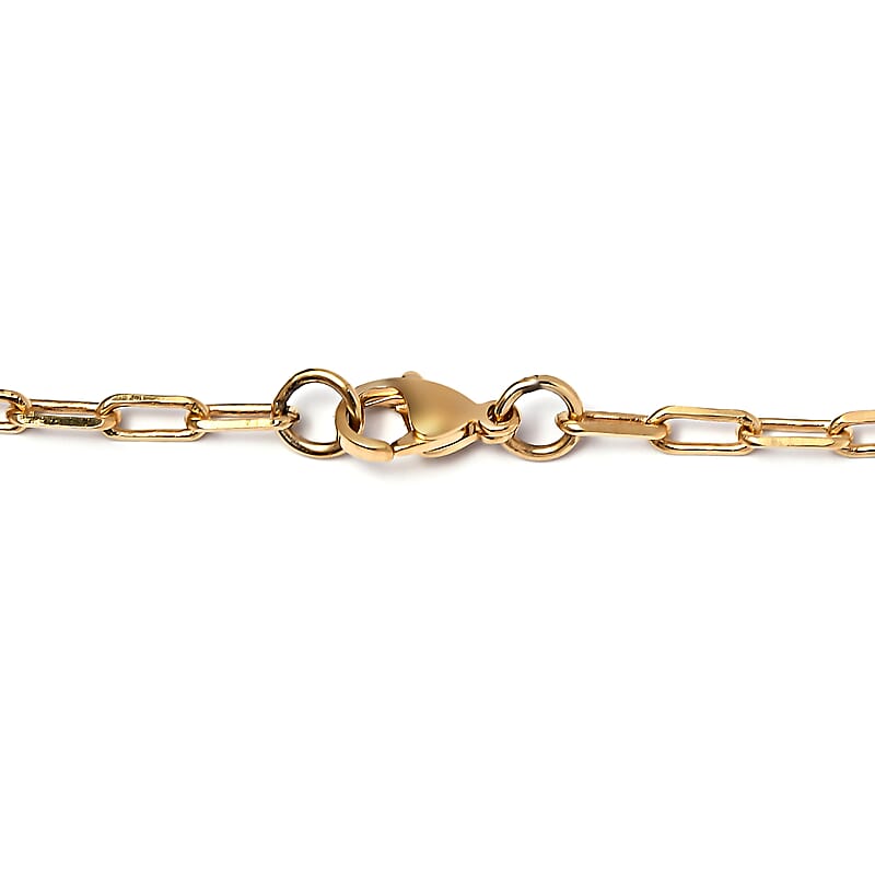 EverTrue Tiger's Eye Paper Clip Chain Fancy Necklace 18 Inches in 18K YG Plated 23.00 ctw