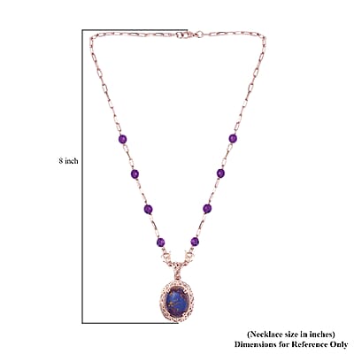 Karis Mojave Purple Turquoise Paper Clip Chain Fancy Necklace 18 Inches 18K RG Plated 27.85 ctw