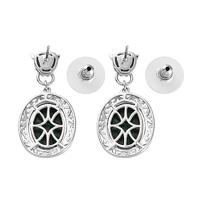 Karis African Malachite Drop Earrings in Platinum Bond 14.25 ctw