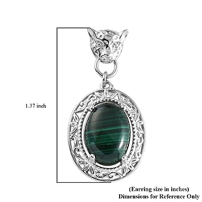 Karis African Malachite Drop Earrings in Platinum Bond 14.25 ctw