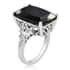American California Black Jade and Natural White Zircon Ring in Platinum Over Sterling Silver (Size 7.0) 14.25 ctw image number 3