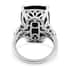 American California Black Jade and Natural White Zircon Ring in Platinum Over Sterling Silver (Size 7.0) 14.25 ctw image number 4