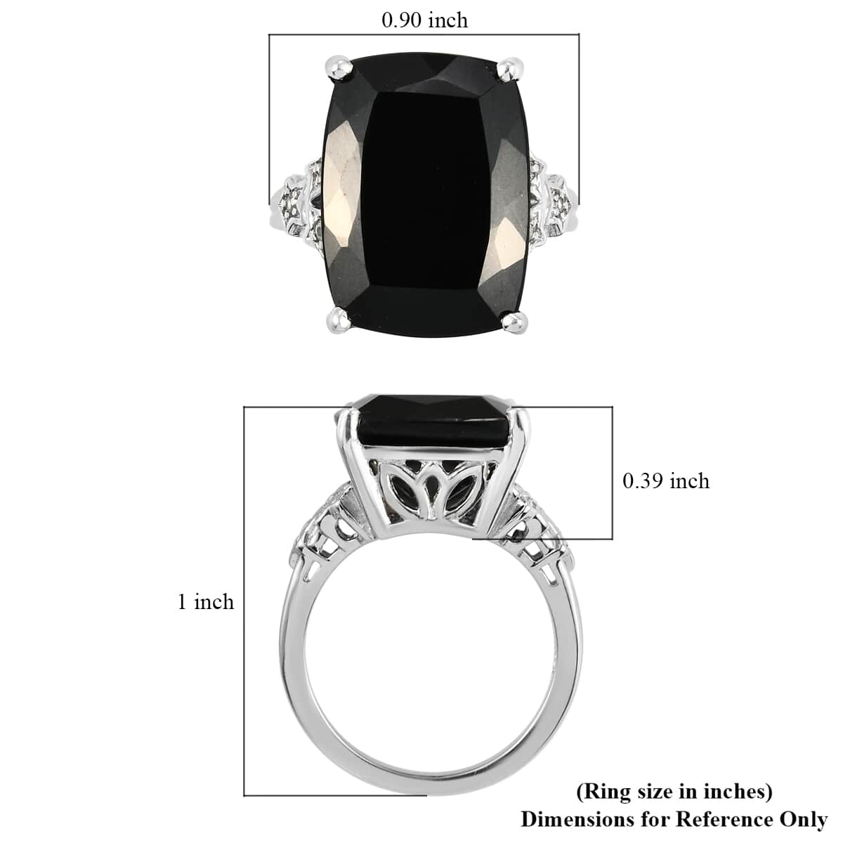 American California Black Jade and Natural White Zircon Ring in Platinum Over Sterling Silver (Size 7.0) 14.25 ctw image number 5