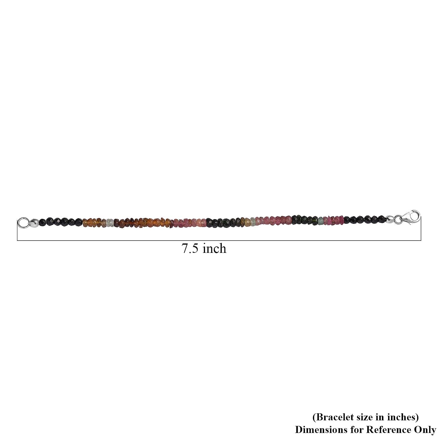 Closeout Deal HKK Multi-Tourmaline Beaded Bracelet in Rhodium Over Sterling Silver (7.25 In) 20.00 ctw