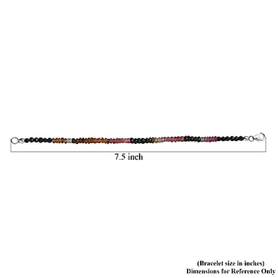 Closeout Deal HKK Multi-Tourmaline Beaded Bracelet in Rhodium Over Sterling Silver (7.25 In) 20.00 ctw