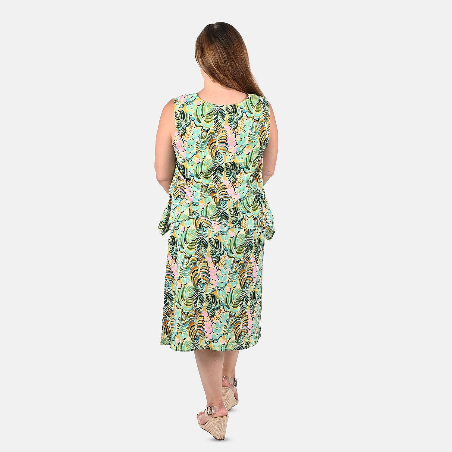 Tamsy Green Leaf Printed Dress - S