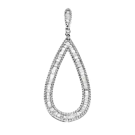 Diamond Drop Pendant in Platinum Over Sterling Silver 1.05 ctw image number 0