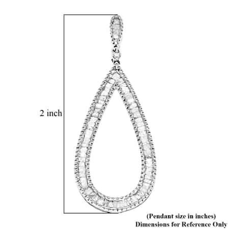 Diamond Drop Pendant in Platinum Over Sterling Silver 1.05 ctw image number 4