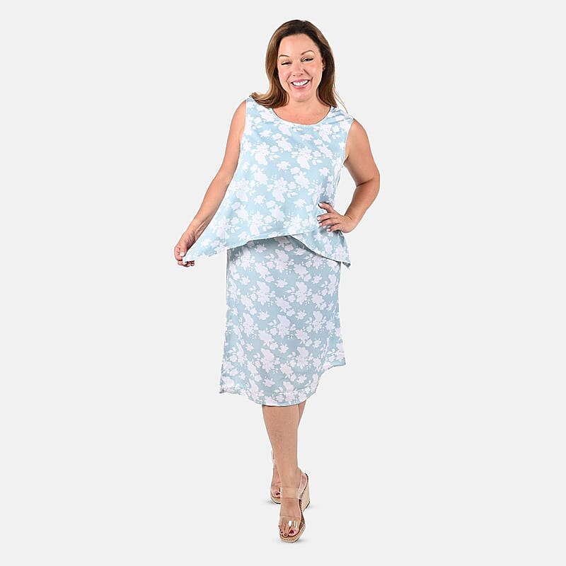 Tamsy Mint Floral Printed Dress - M