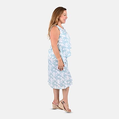 Tamsy Mint Floral Printed Dress - M