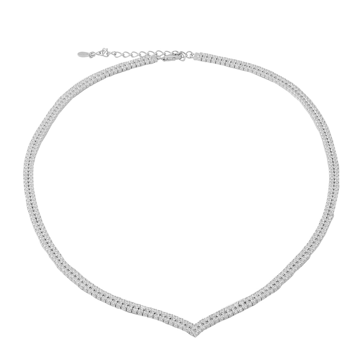 Simulated Diamond Necklace in Rhodium Over Sterling Silver 18 Inches image number 0