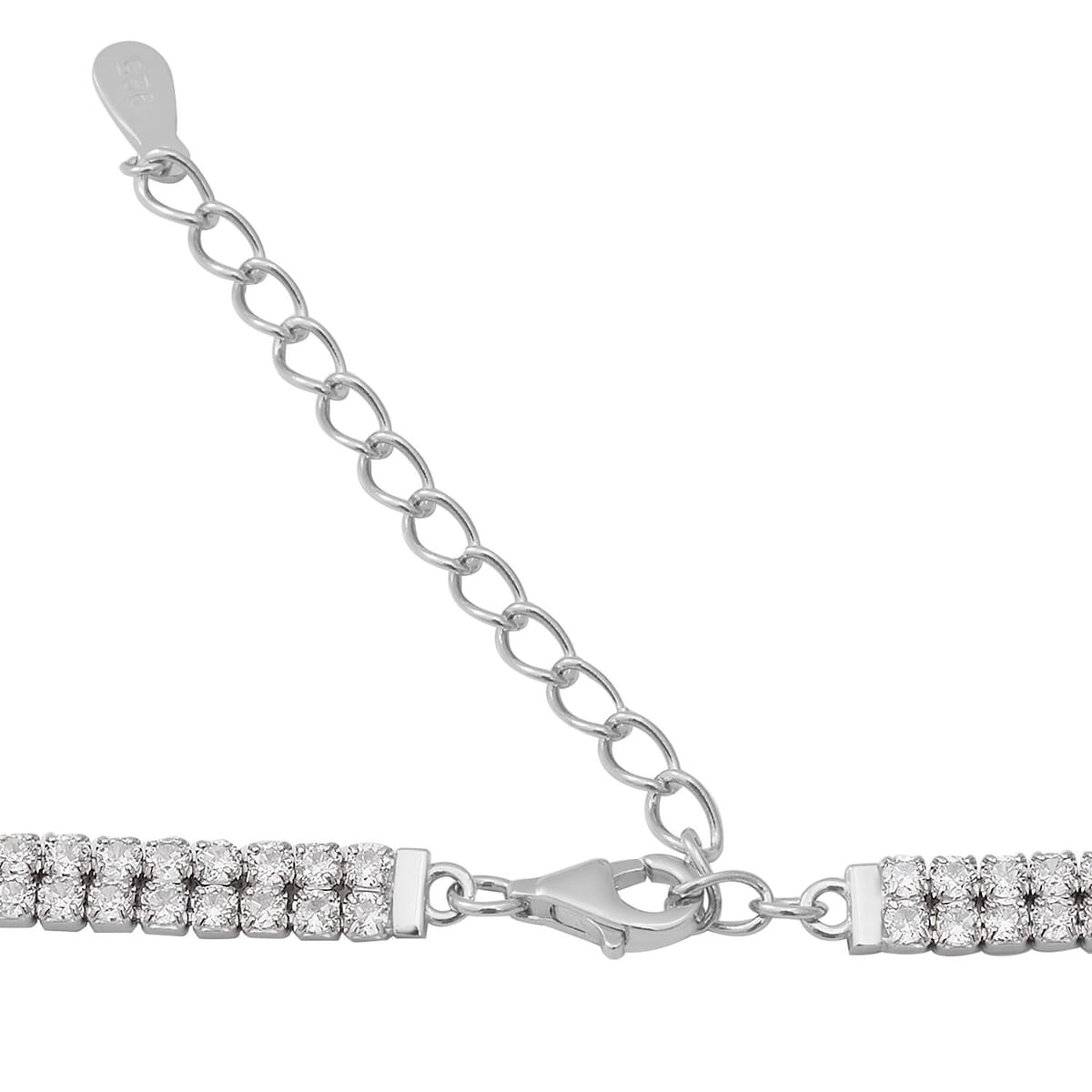 Simulated Diamond Necklace in Rhodium Over Sterling Silver 18 Inches image number 3