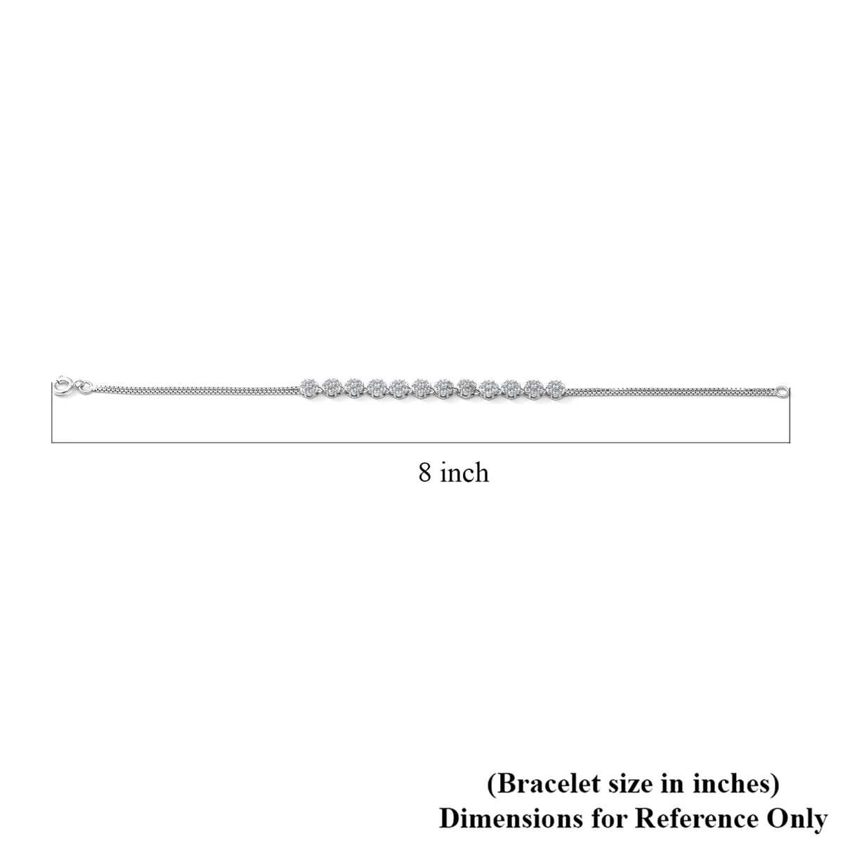 Simulated Diamond Bracelet in Rhodium Over Sterling Silver (7.50 In) image number 2