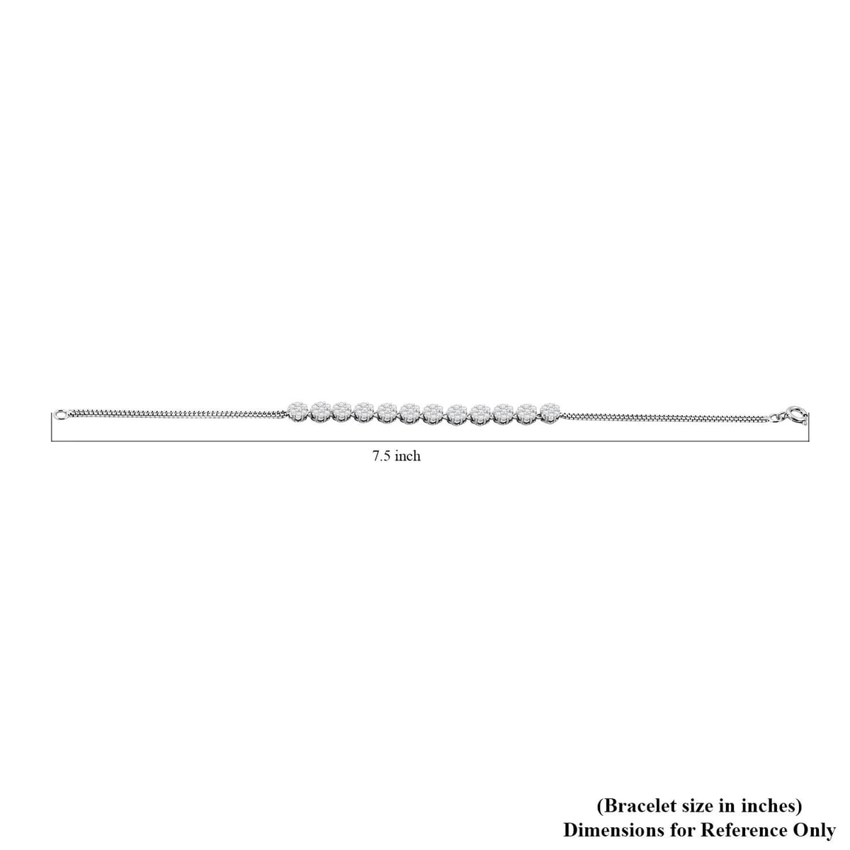 Simulated Diamond Bracelet in Rhodium Over Sterling Silver (7.50 In) image number 4