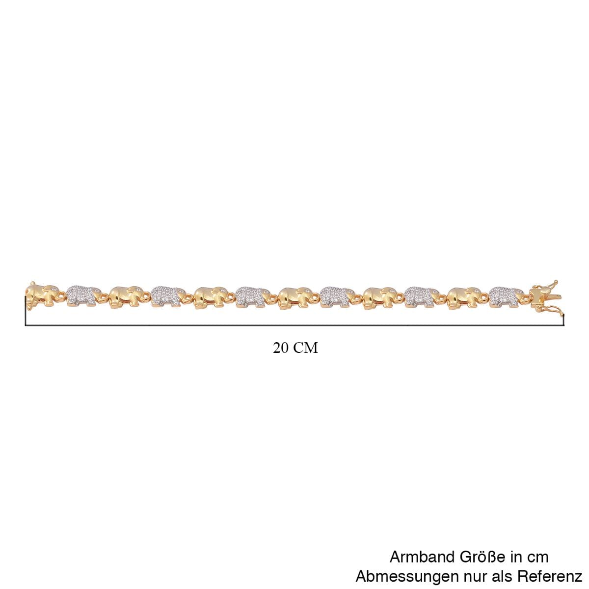 Simulated Diamond Elephant Bracelet in YG and Rhodium Over Sterling Silver (7.50 In) image number 3