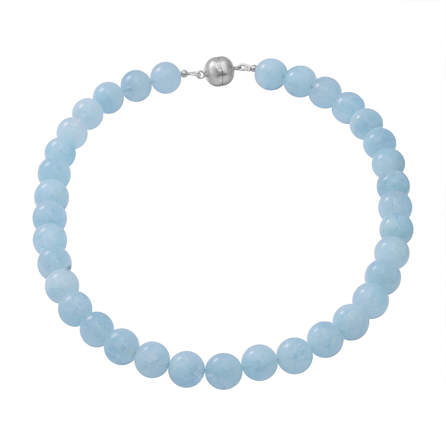 Espirito Santo Aquamarine Beaded Necklace 18 Inches in Sterling Silver Magnetic Lock 450.00 ctw