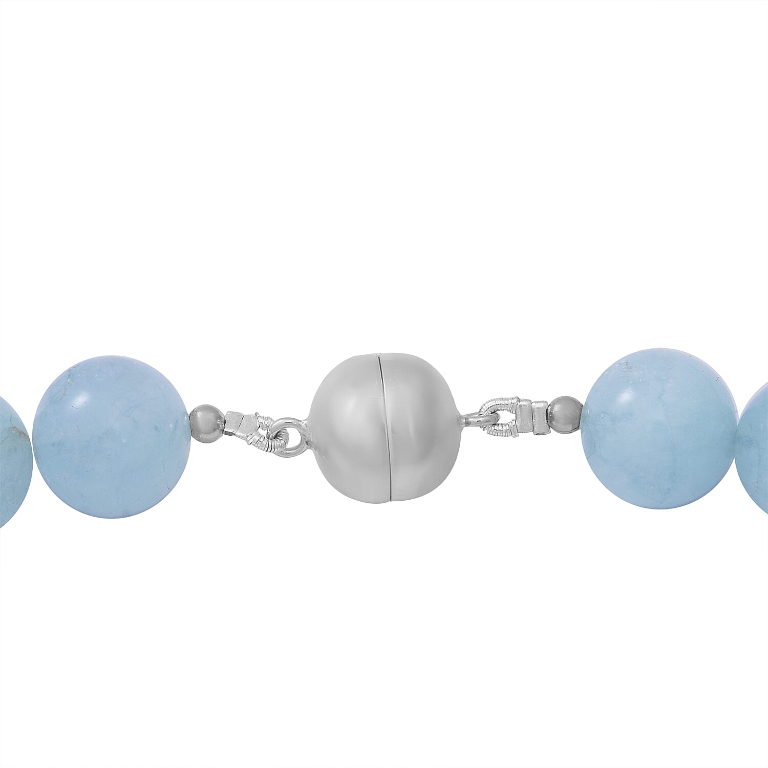 Espirito Santo Aquamarine Beaded Necklace 18 Inches in Sterling Silver Magnetic Lock 450.00 ctw