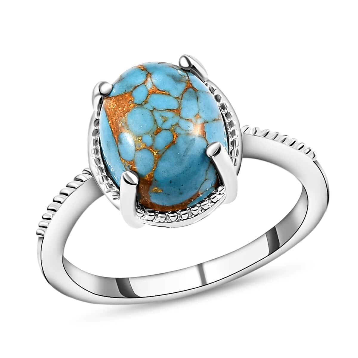 Mojave Blue Turquoise Solitaire Ring in Sterling Silver (Size 9.0) 2.75 ctw image number 0