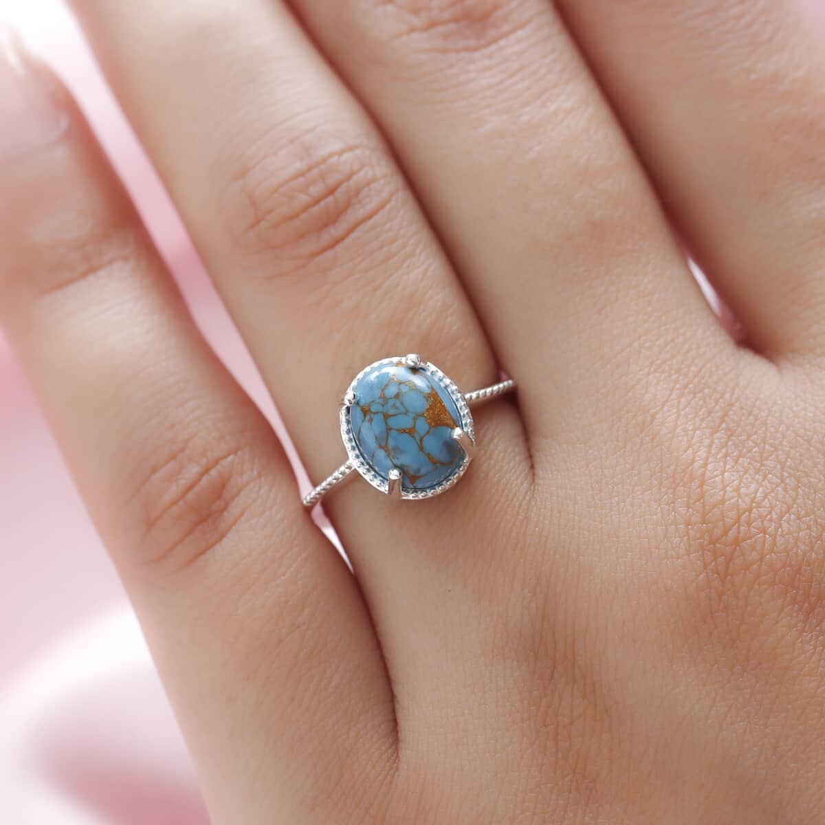 Mojave Blue Turquoise Solitaire Ring in Sterling Silver (Size 9.0) 2.75 ctw image number 1