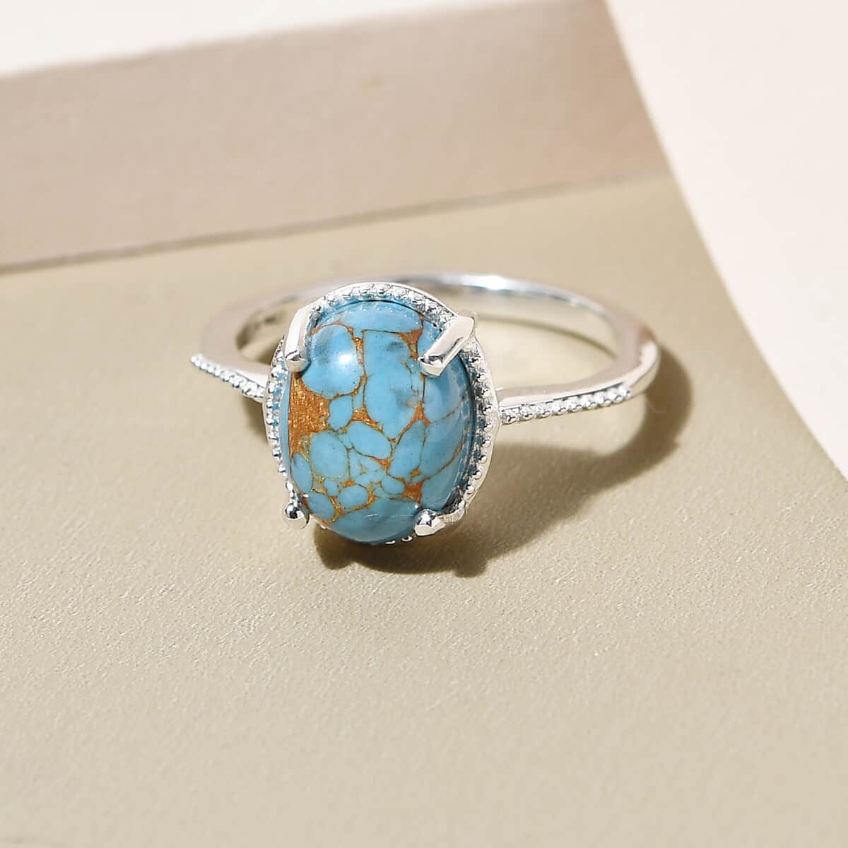 Mojave Blue Turquoise Solitaire Ring in Sterling Silver (Size 9.0) 2.75 ctw image number 4