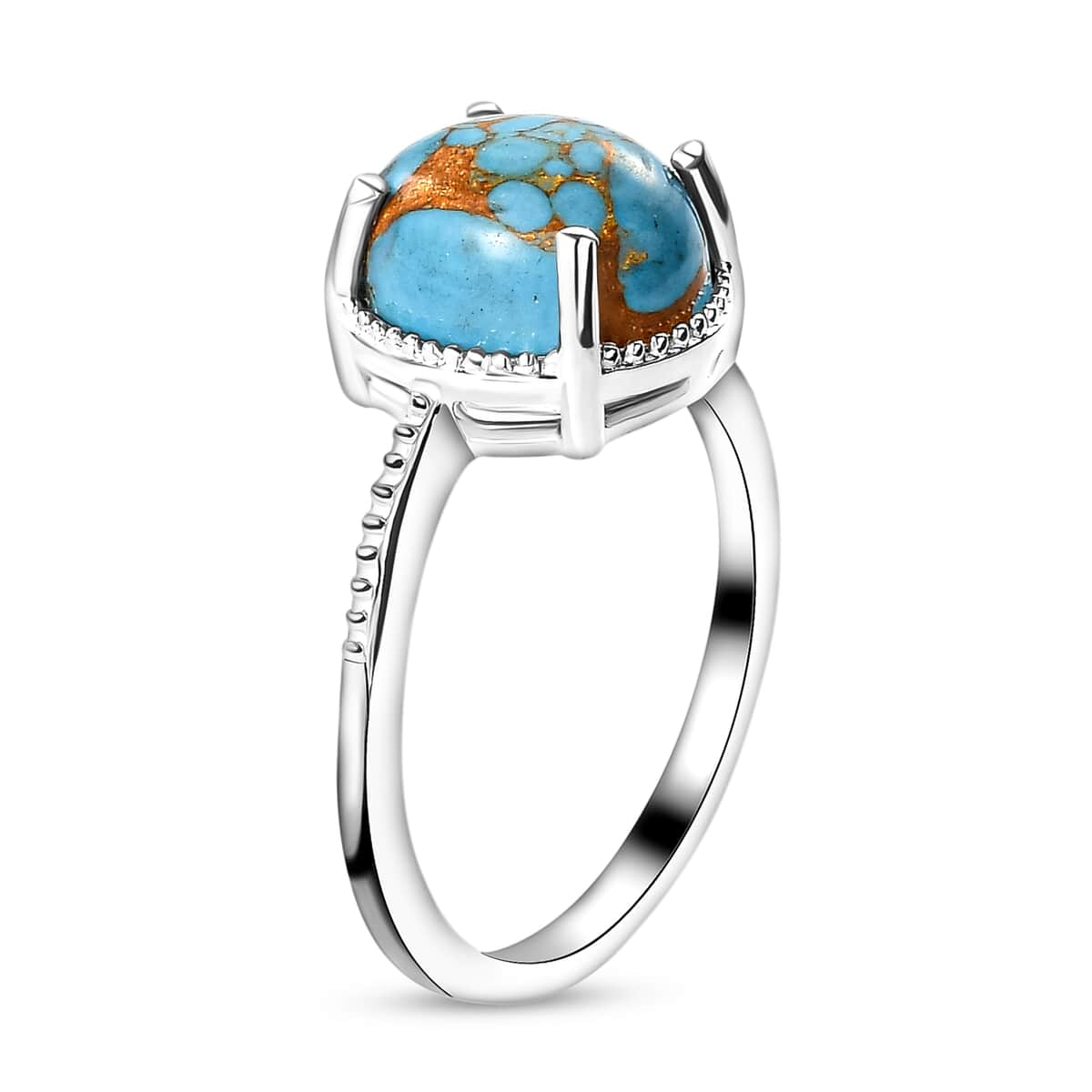 Mojave Blue Turquoise Solitaire Ring in Sterling Silver (Size 9.0) 2.75 ctw image number 5