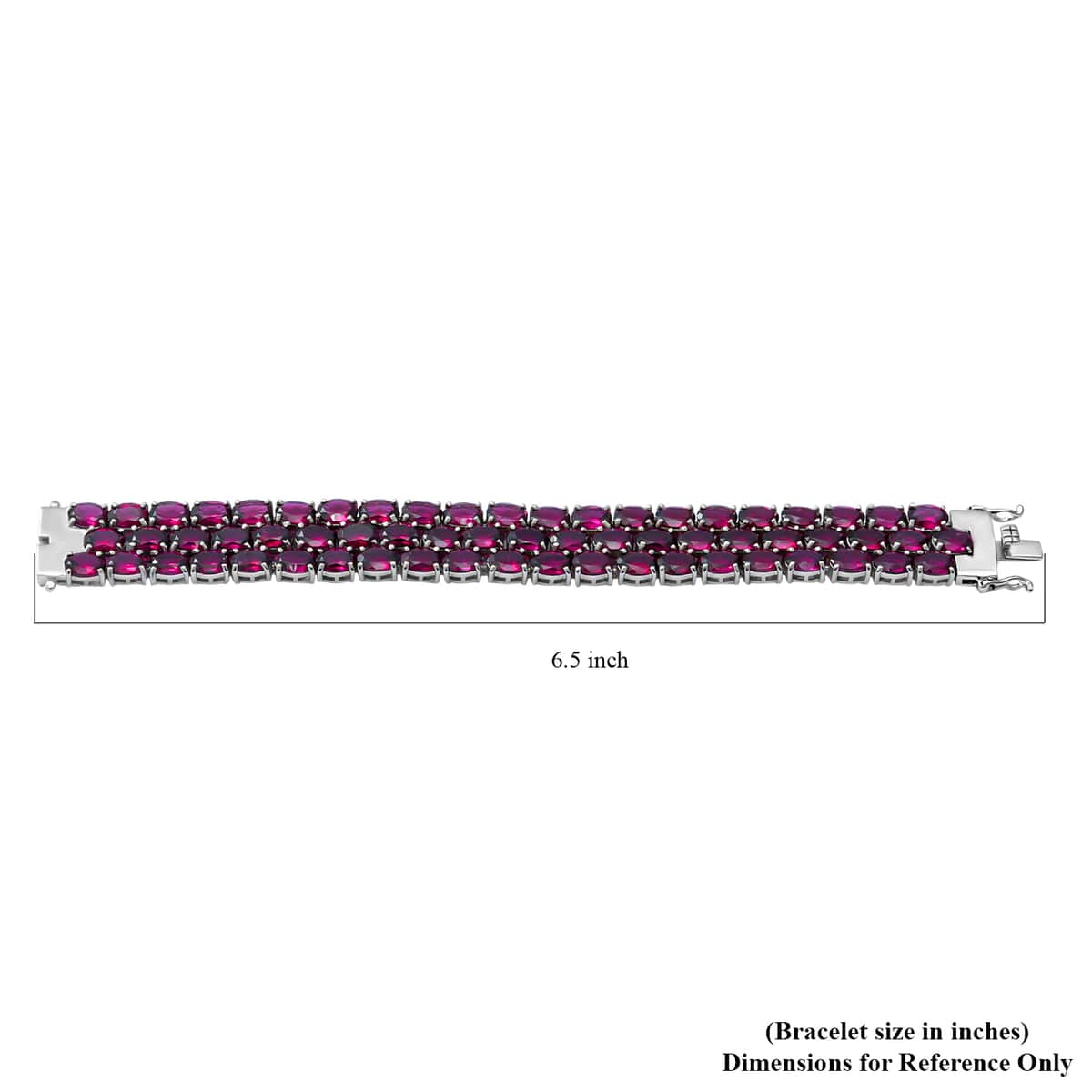 Orissa Rhodolite Garnet Three Row Bracelet in Sterling Silver (8.00 In) 29 Grams 70.00 ctw image number 2