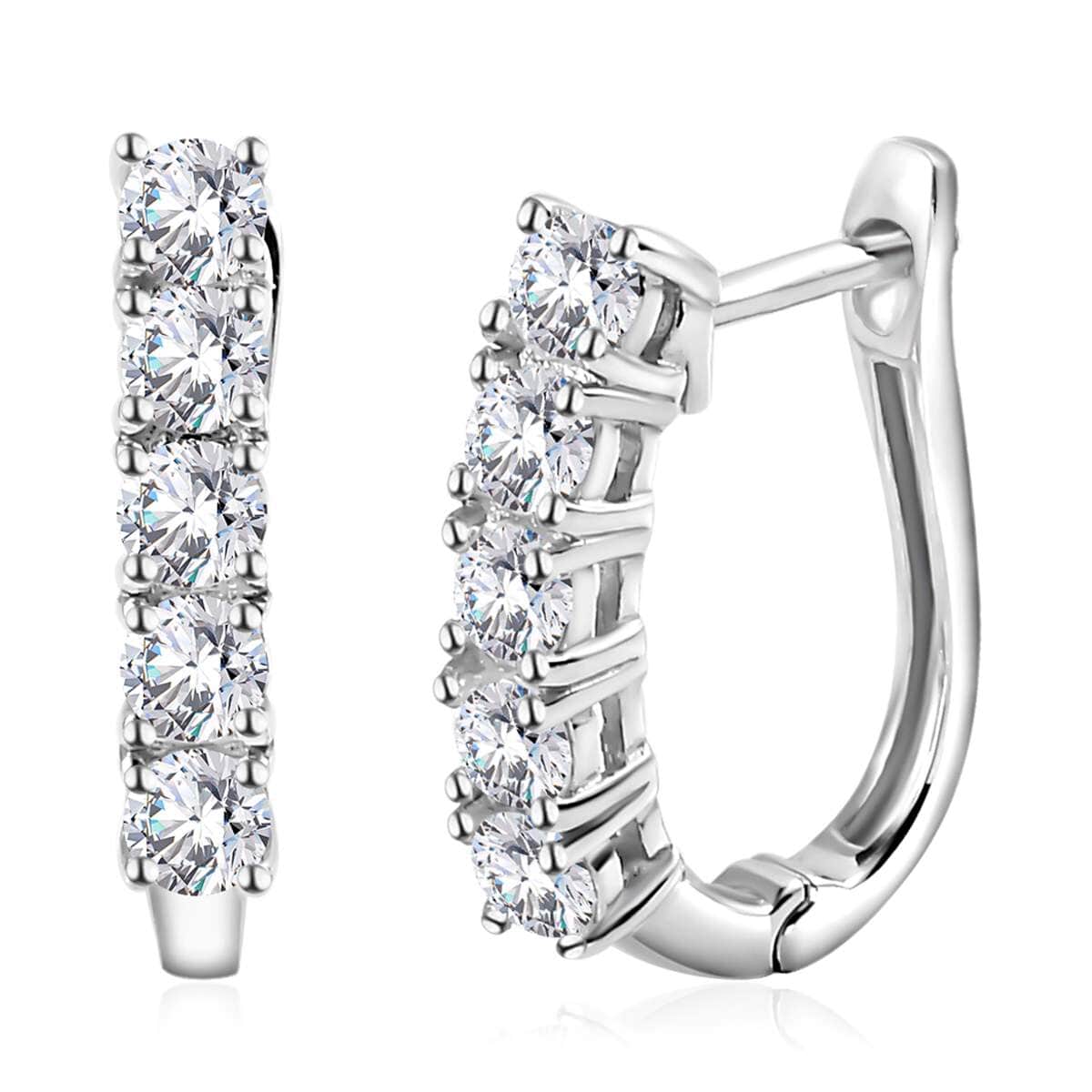 Mother’s Day Gift Moissanite Earrings in Platinum Over Sterling Silver 1.10 ctw image number 0