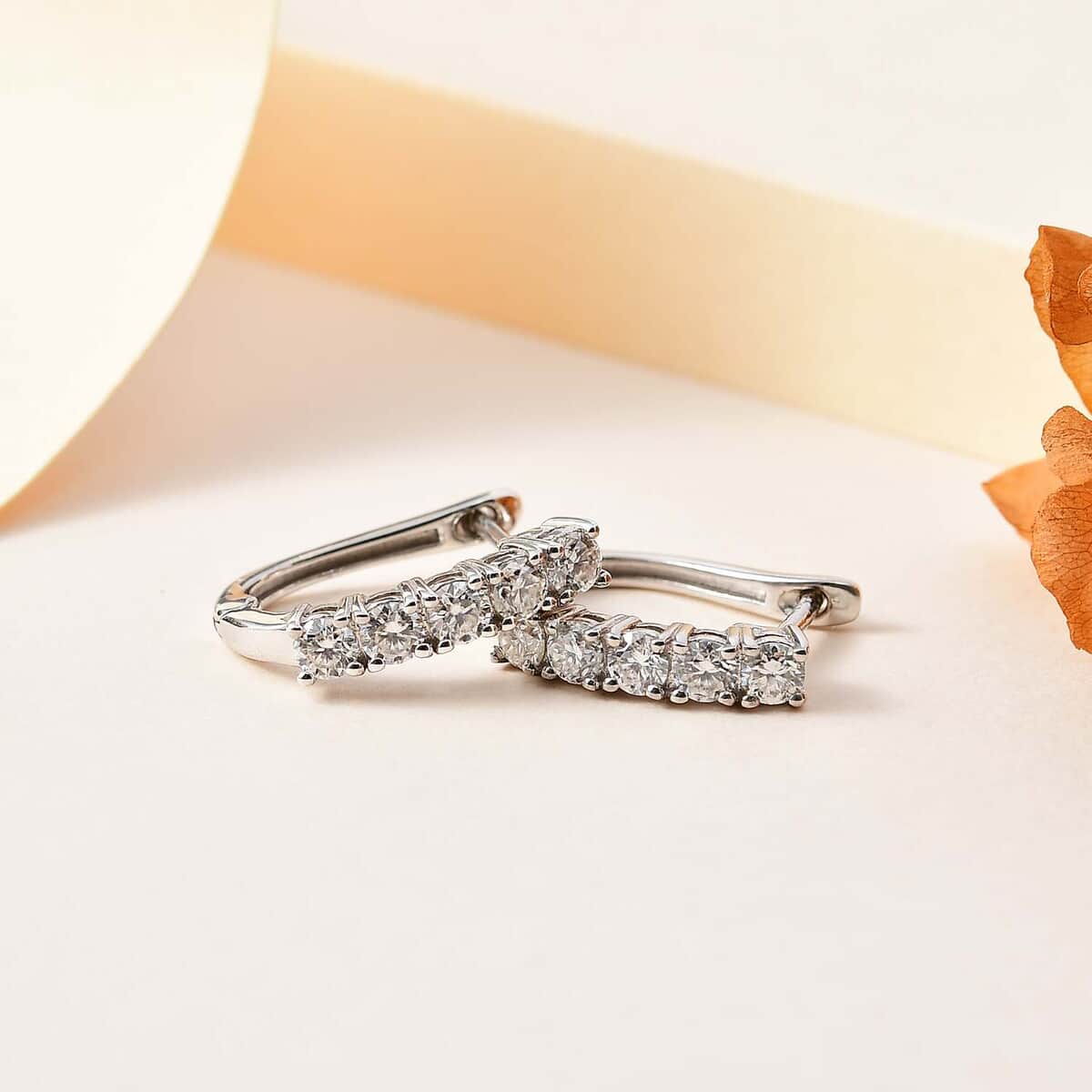 Mother’s Day Gift Moissanite Earrings in Platinum Over Sterling Silver 1.10 ctw image number 1