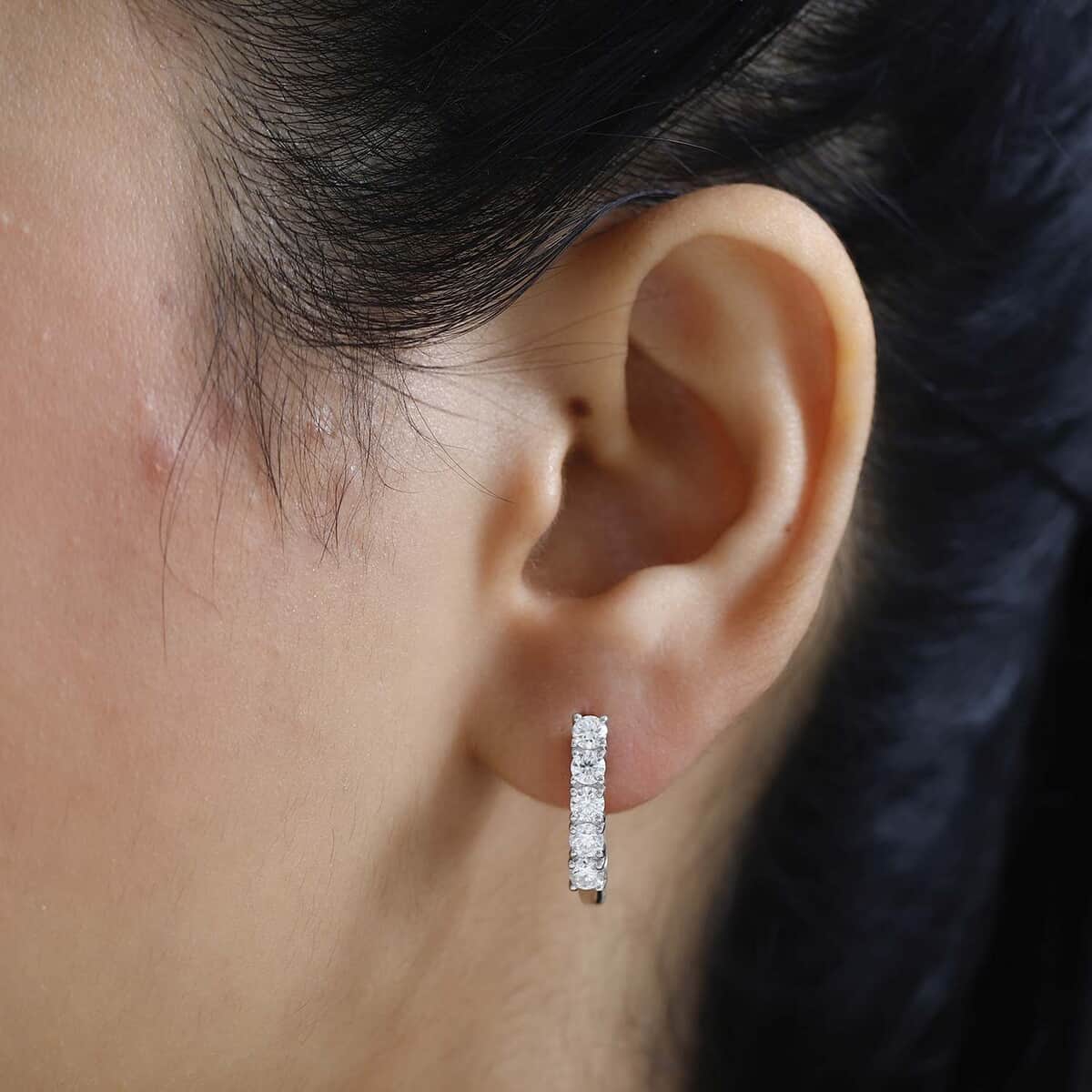 Mother’s Day Gift Moissanite Earrings in Platinum Over Sterling Silver 1.10 ctw image number 2