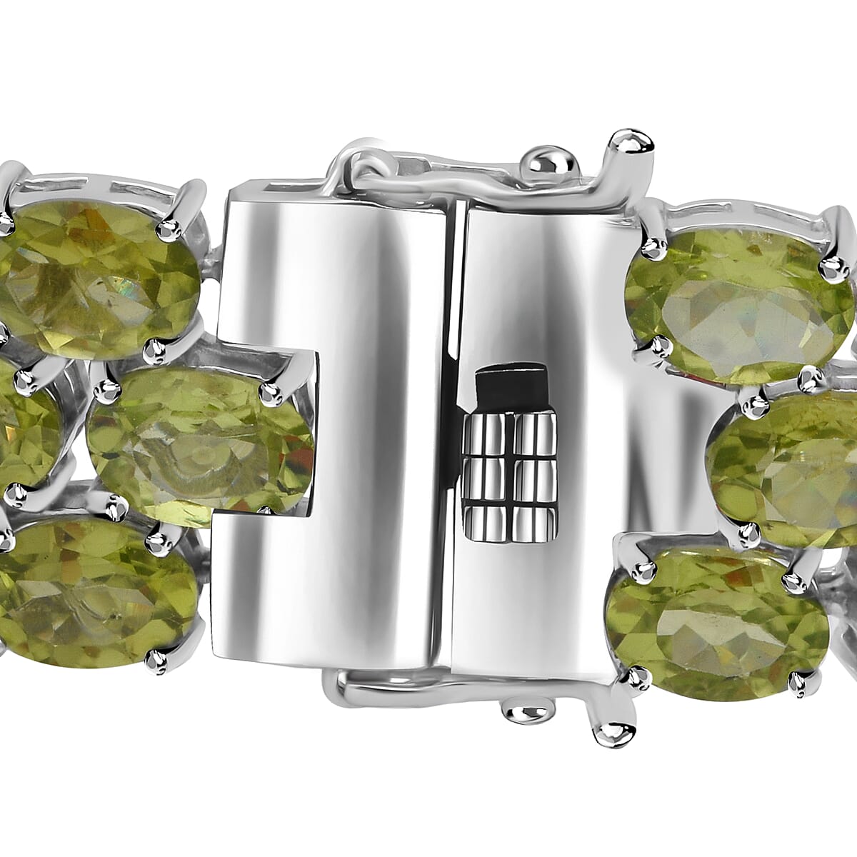 Peridot 49.35 ctw Multi Row Tennis Bracelet For Women in Platinum Over Sterling Silver, Statement Jewelry For Wedding 6.50 Inches (6.50 In) image number 2