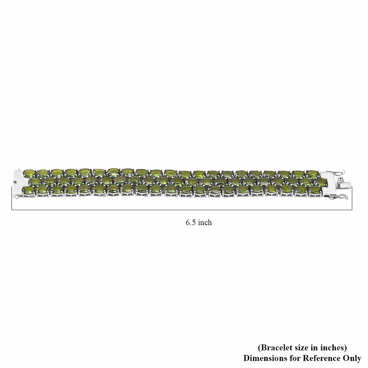 Peridot 49.35 ctw Multi Row Tennis Bracelet For Women in Platinum Over Sterling Silver, Statement Jewelry For Wedding 6.50 Inches (6.50 In) image number 3
