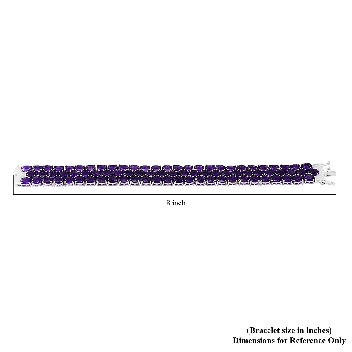 Amethyst 59.40 ctw Multi Row Tennis Bracelet For Women in Platinum Over Sterling Silver,Statement Jewelry For Wedding 8.00 Inches (8.00 In) image number 2