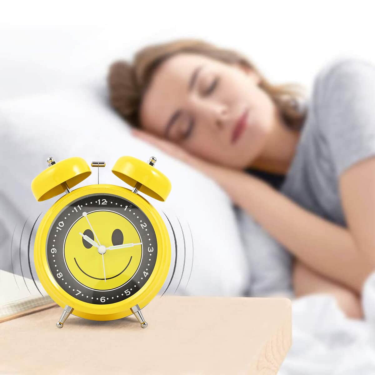 Yellow Smiley Face Double Bell Alarm Clock image number 1