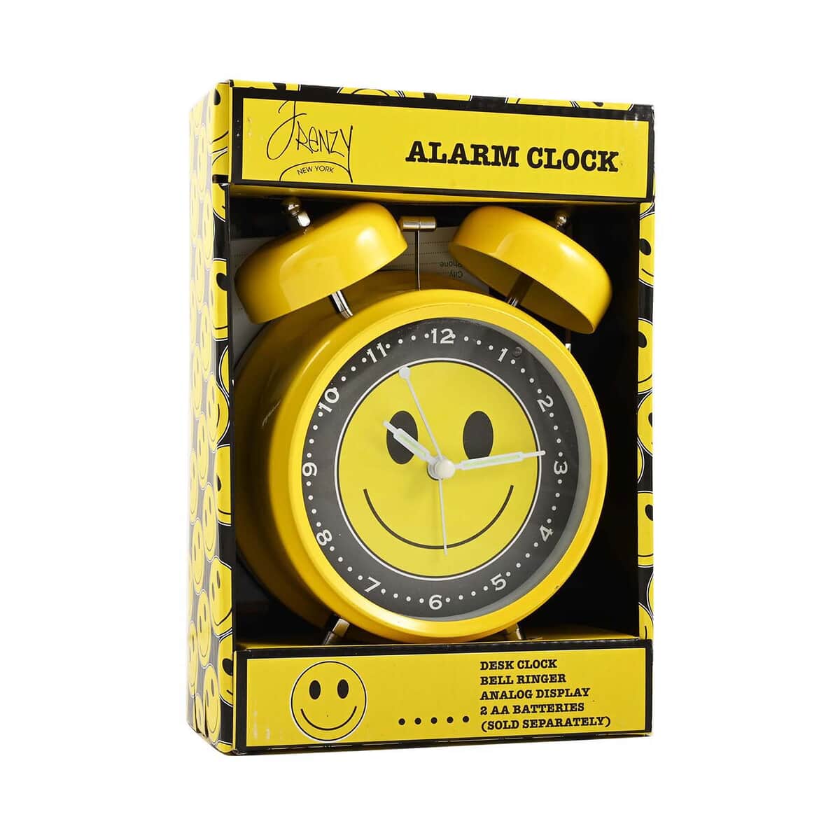 Yellow Smiley Face Double Bell Alarm Clock image number 4