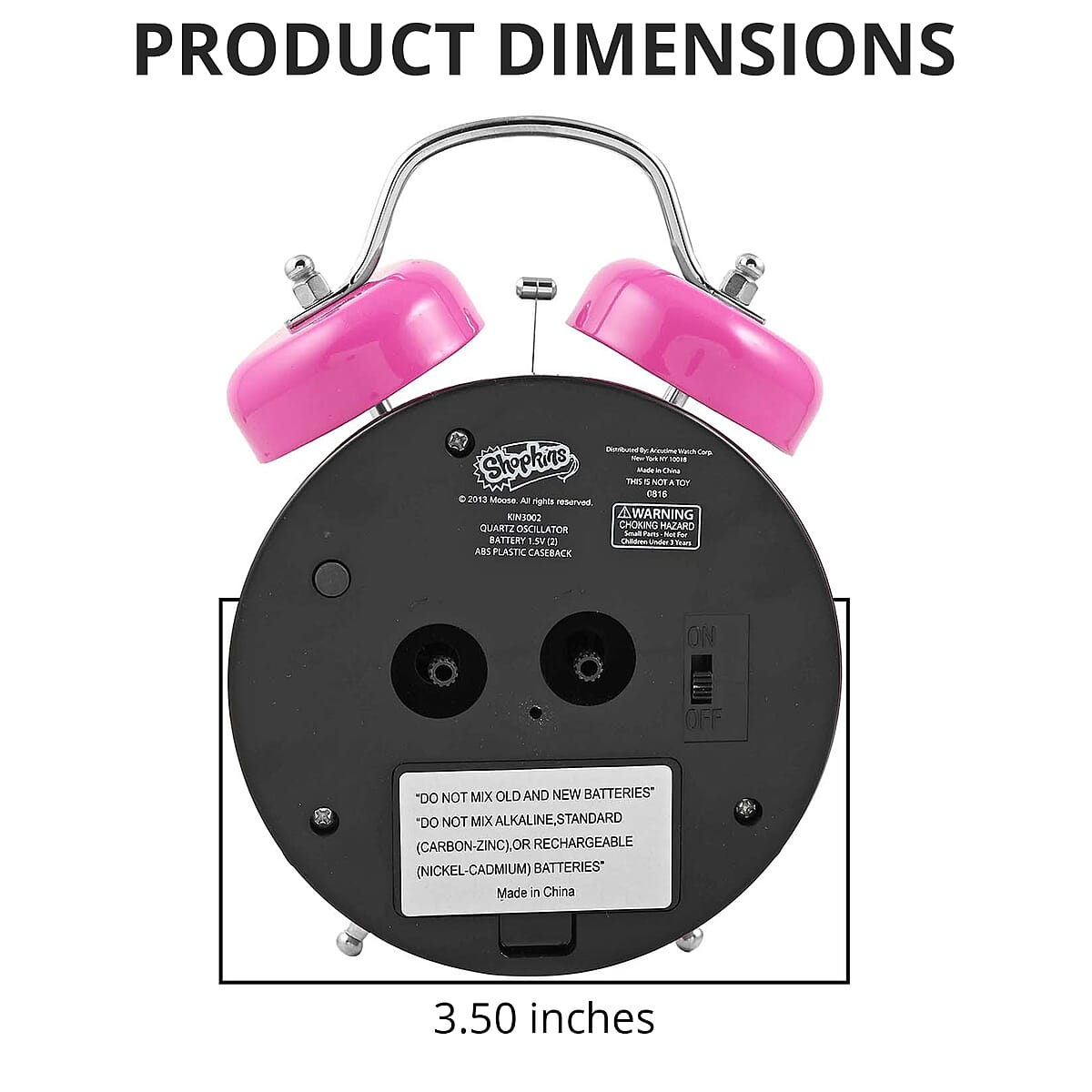 Pink Shopkins Double Bell Alarm Clock image number 3