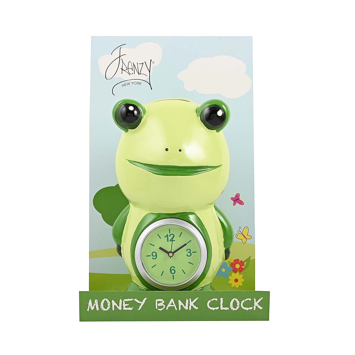 Green Frog Piggy Bank Clock image number 4