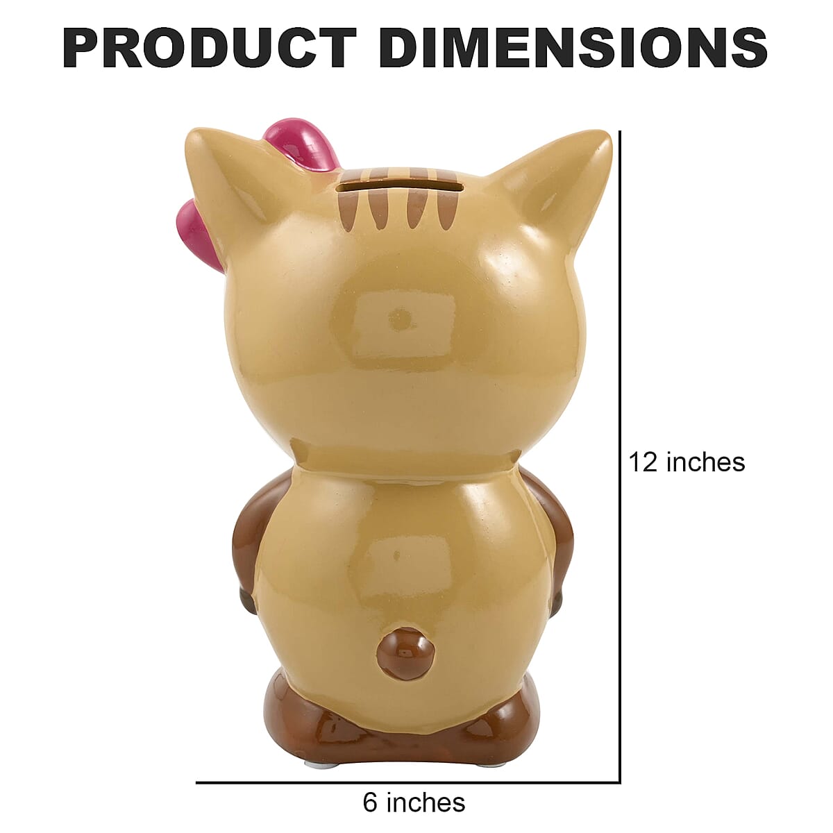 Brown Cat Piggy Bank Alarm Clock image number 3
