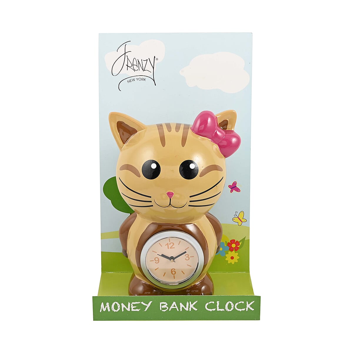 Brown Cat Piggy Bank Alarm Clock image number 4