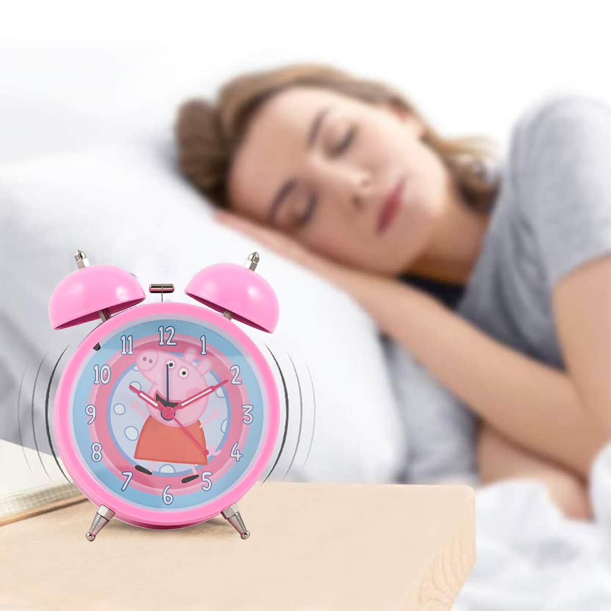 Pink Peppa Pig Double Bell Alarm Clock image number 1