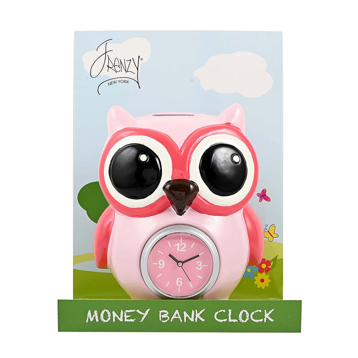 Pink Owl Piggy Bank Clock image number 4