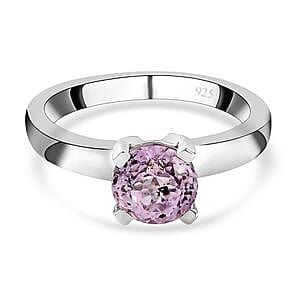 Martha Rocha Kunzite 1.77 ctw Ring in Platinum Over Sterling Silver (Size 11.5)
