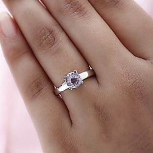 Martha Rocha Kunzite 1.77 ctw Ring in Platinum Over Sterling Silver (Size 11.5)