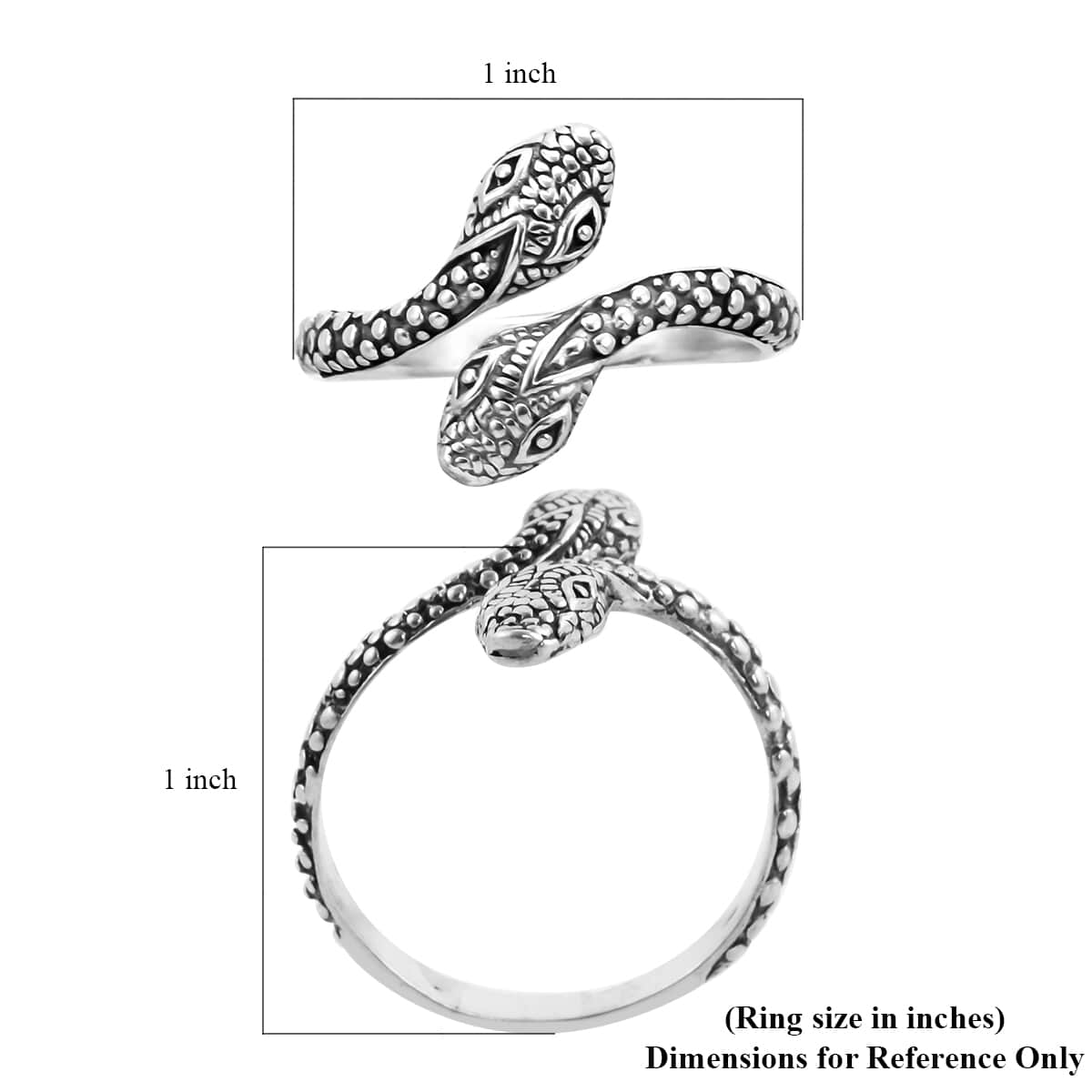 Sterling Silver Couple Snake Ring 3.20 Grams image number 5