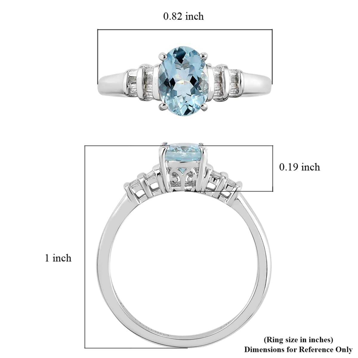 Luxoro 14K White Gold Premium Santa Maria Aquamarine and G-H I3 Diamond Ring (Size 7.0) 2.30 Grams 1.10 ctw image number 5