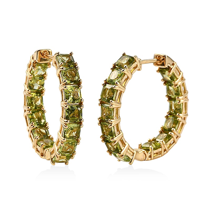 Arizona Peridot Hoop Earrings in Vermeil Yellow Gold Over Sterling Silver 10.15 ctw