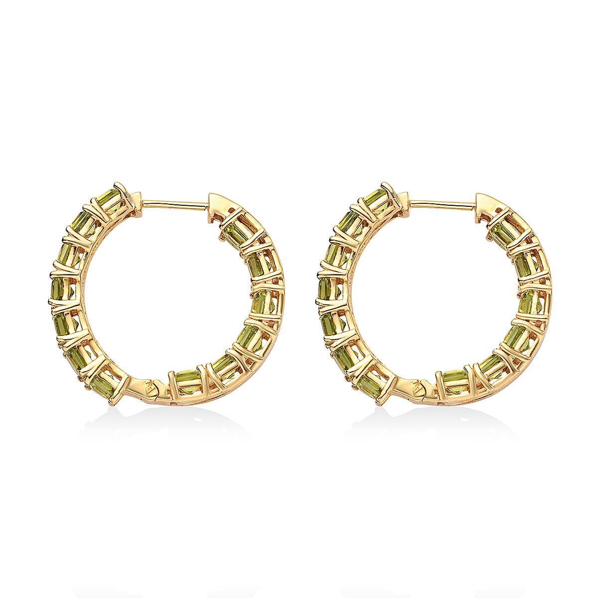 Arizona Peridot Hoop Earrings in Vermeil Yellow Gold Over Sterling Silver 10.15 ctw image number 3