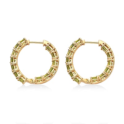 Arizona Peridot Hoop Earrings in Vermeil Yellow Gold Over Sterling Silver 10.15 ctw