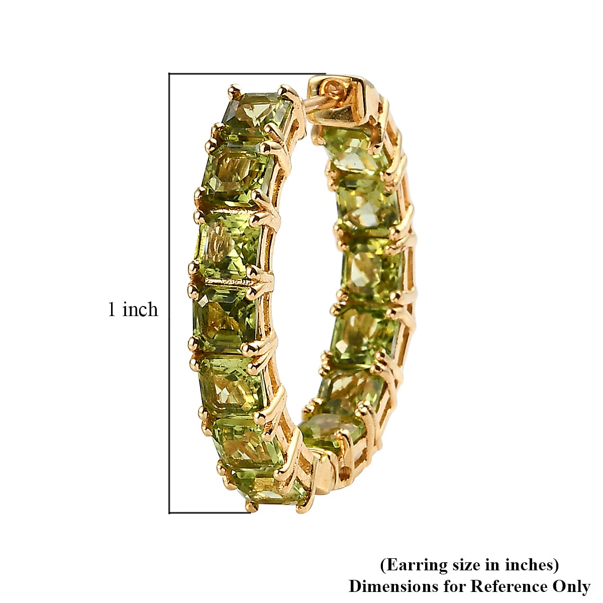 Arizona Peridot Hoop Earrings in Vermeil Yellow Gold Over Sterling Silver 10.15 ctw image number 4