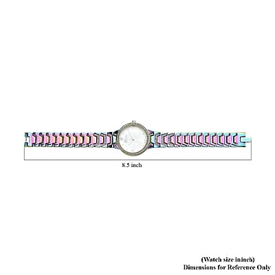 Genoa Simulated Diamond Japanese Movement Bracelet Watch in Silvertone (32mm) (5.50-7.25 Inch) 0.80 ctw