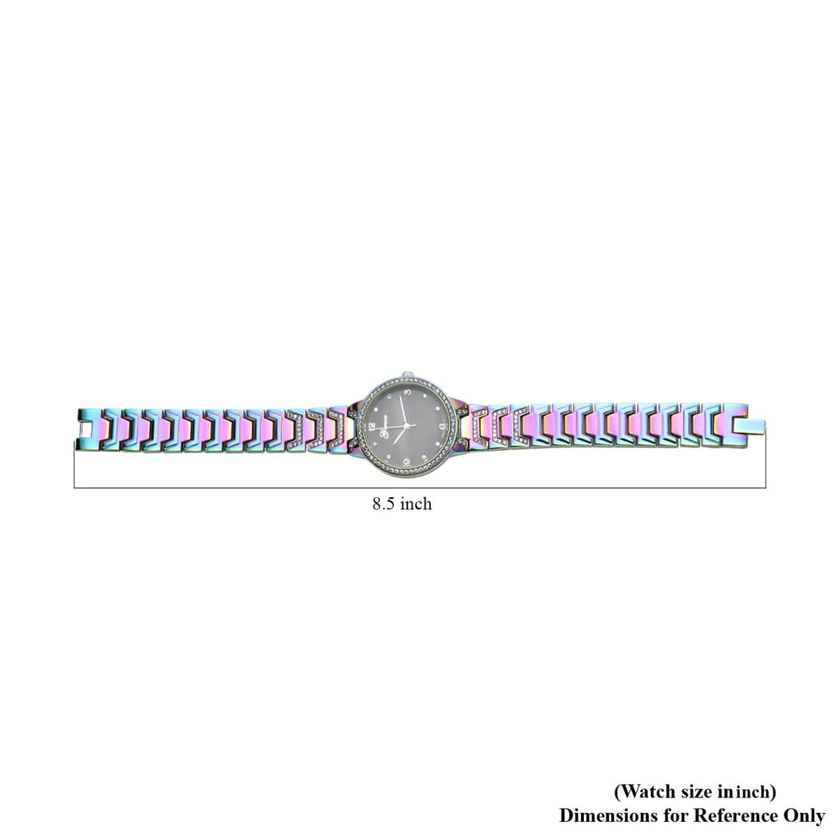 Genoa Simulated Diamond Japanese Movement Bracelet Watch in Silvertone (32mm) (5.50-7.25 Inch) 0.80 ctw image number 5